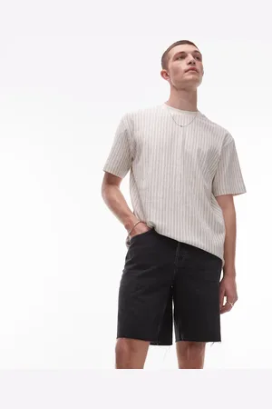 Topman – Gerade geschnittene Jeans-Shorts in verwaschenem mit offenem Saum