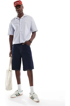 Pull&Bear – Weite Jeans-Shorts in Indigoblau