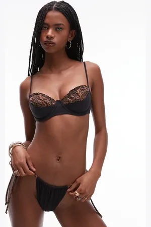 Frankies Bikinis X Bella Hadid – Bügel-Bikinioberteil in mit Leopardenmuster-Besatz