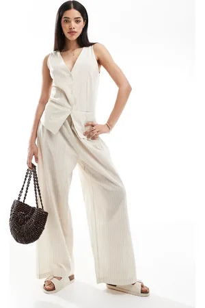 Esmée – Exclusive – Strandhose in Beige und Weiß gestreift, Kombiteil