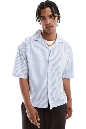 Pull&Bear – Kastiges gestreiftes Hemd in