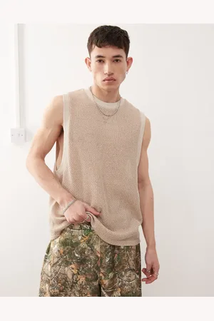 Reclaimed – Tanktop aus Häkelstrick in Creme mit tiefen Armlöchern