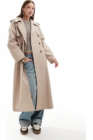 Miss Selfridge – Trenchcoat in Steinbeige mit traditionellem Oversize-Schnitt