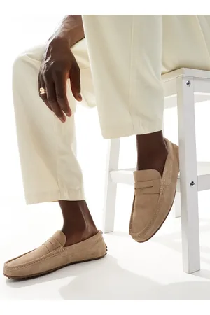 ASOS – Mokassin-Schuhe aus Wildleder in Steinbeige