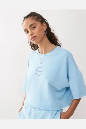 Noisy May – Kastiges Cropped Sweatshirt in Hellblau, Kombiteil