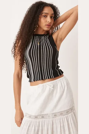 MANGO – Slim Fit Trägertop aus Feinstrick in gestreiftem , Kombiteil