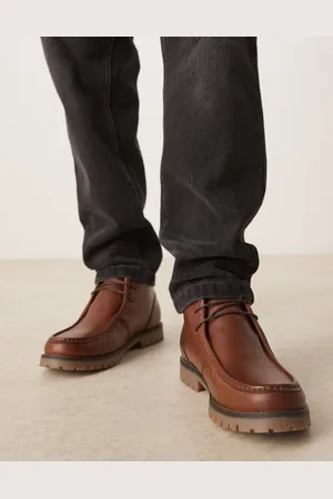 ASOS – Apron – Stiefel aus hellbraunem Leder mit Profilsohle