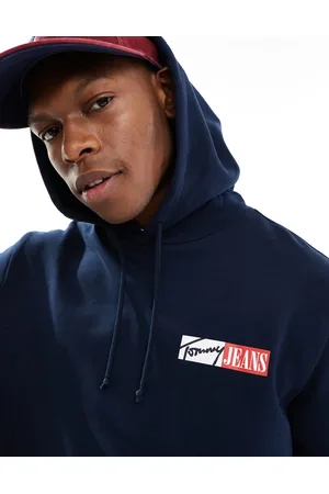 Tommy Hilfiger – Kapuzenpullover in Marineblau mit Kordelzug und Signatur-Logo