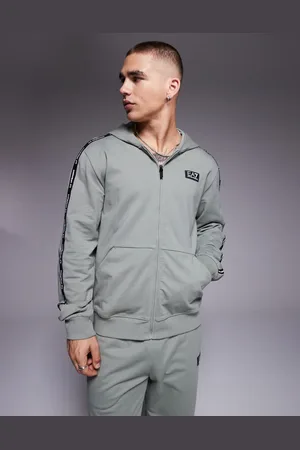 EA7 Armani – – Kapuzenjacke in Salbeigrün mit Logoband und Reißverschluss, Kombiteil