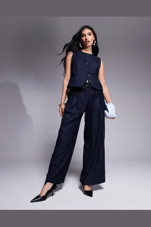 River Island – Hose in mit Nadelstreifen und weitem Bein