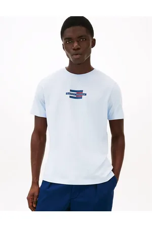 Tommy Hilfiger – T-Shirt in Hellblau mit Flaggen-Box-Logo