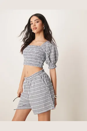 ASOS – Seersucker-Shorts in kariert, Kombiteil