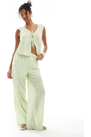 Pieces® – Strukturierte Hose in leuchtendem mit weitem Bein, Kombiteil