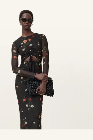 AllSaints – Kathy – Kleid aus Netzstoff in Bruyère