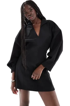ASOS – Minikleid in mit kurzen Cocoon-Ärmeln und Kragen