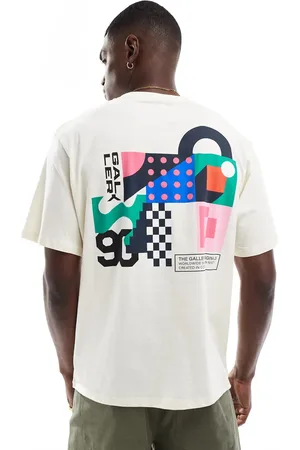 JACK & JONES – Oversize-T-Shirt in Ecru mit Grafikprint am Rücken