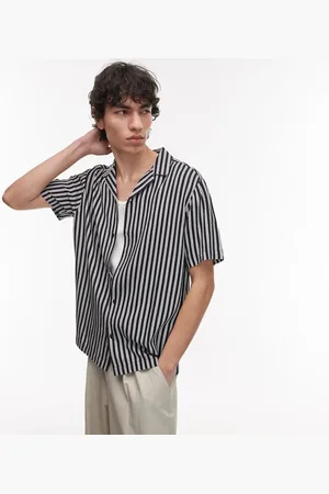 Topman – Kurzärmliges Hemd mit marineblauen Streifen