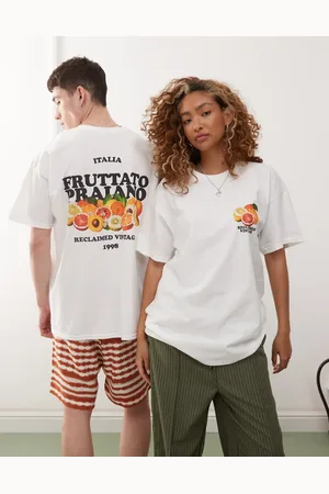 Reclaimed – Unisex-T-Shirt in mit Oversize-Passform und Früchte-Grafikprint am Rücken