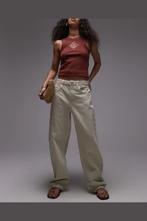 MANGO – Barrel-Jeans aus Baumwolle in Steinbeige
