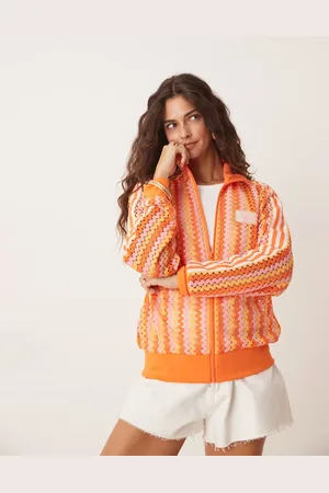 adidas – Gehäkelte Trainingsjacke in und Orange