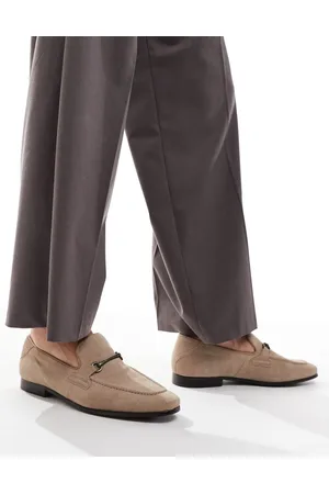 ASOS – Loafer aus Wildleder mit Zierschnalle in Stone