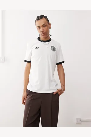 adidas Adidas Sportbekleidung – Deutschland – Weißes Fußball-T-Shirt im Vintage-Stil