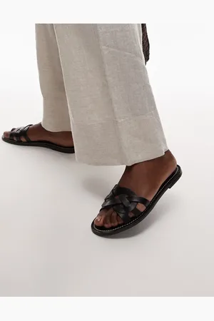 MANGO – Ledersandalen in mit geflochtenem Detail