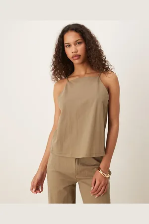 MANGO – Camisole-Top aus Leinenmix in Beige, Kombiteil