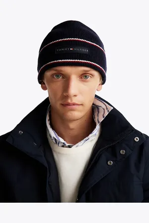 Tommy Hilfiger – Corporate – Strickmütze in Marineblau mit hohem Wollanteil und Logo