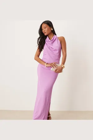 VILA – Maxikleid in mit Strukturdesign, Wasserfallausschnitt und Rückenausschnitt