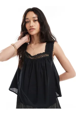 ASOS – Camisole-Oberteil in mit eckigem Ausschnitt und Spitzenborte