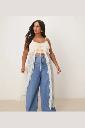 ASOS ASOS DESIGN Curve – Spitzen-Camisole in mit Longline-Schnitt und geteilter Vorderseite