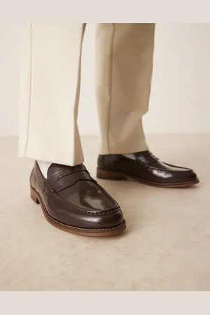 ASOS – Penny-Loafer aus Leder in Burgunderrot