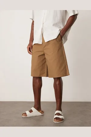 ASOS – Lange Jorts in Hellbraun mit Bundfalten