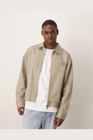Calvin Klein – Workwear-Jacke in Beige aus Canvas und Twill