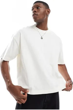 ASOS – Kastiges Oversize-T-Shirt in Creme aus 240 g/m² schwerem Material