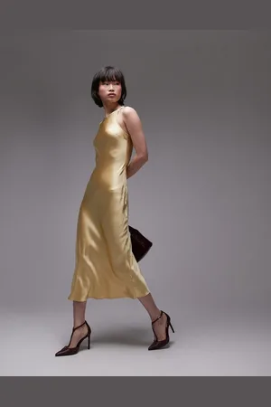 & OTHER STORIES – Satin-Midikleid in Hellgelb mit Schrägschnitt