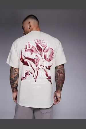 Sixth June – T-Shirt in Beige mit Pflanzen-Rückenprint