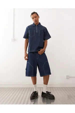 Reclaimed – Carpenter-Jeansshorts in mit Nadelstreifen, Kombiteil