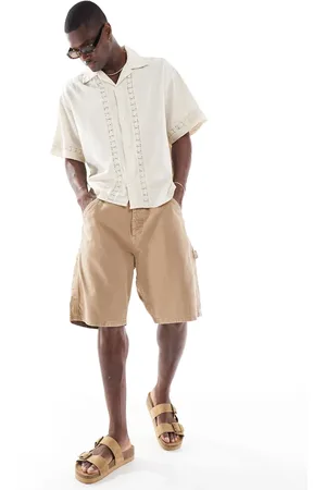 JACK & JONES – Weit geschnittene Carpenter-Shorts in Hellbraun
