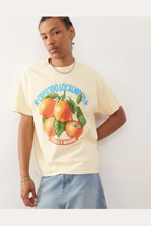 Reclaimed – Oversize-T-Shirt in Buttermilchgelb mit Zitronenprint