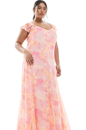 VERO MODA – Smilla – Knöchellanges Kleid in mit verschwommenem Blumenmuster und Flatterärmeln