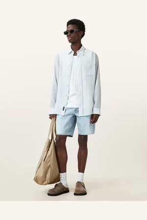 AllSaints – Switch – Shorts in hellem Indigoblau