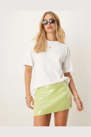 Abercrombie & Fitch – Pailletten-Skort in Limettengrün