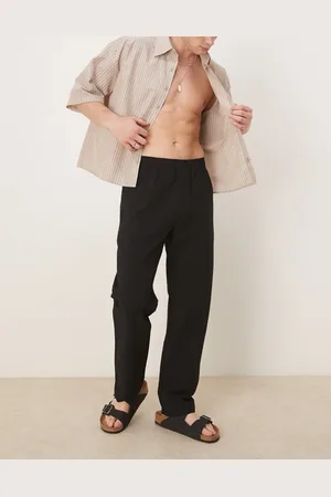 SELECTED – Gerade geschnittene Hose aus Seersucker in