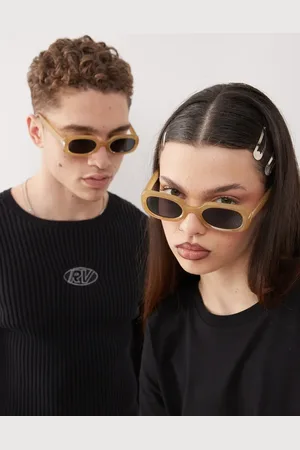 Reclaimed – Schmale, eckige Unisex-Festival-Sonnenbrille in mattem