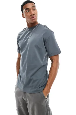 Calvin Klein – T-Shirt in Schiefergrau mit mittigem Logo