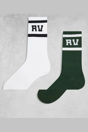 Reclaimed – 2er-Pack Sportsocken in Weiß und Grün mit Streifendetail