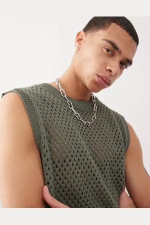 Reclaimed – Freizeit-Tanktop aus weitmaschigem Häkelstrick in Khaki