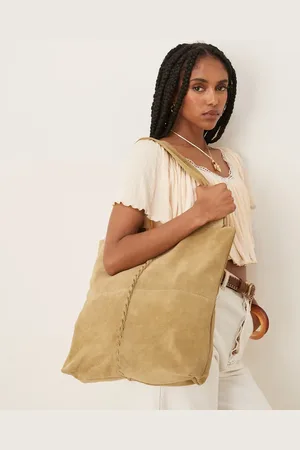 Beck Söndergaard – Demi – Wildleder-Schultertasche in Olivgrün mit Ziernaht